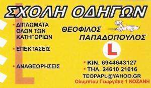 ΣΧΟΛΗ ΟΔΗΓΩΝ ΚΟΖΑΝΗ - ΠΑΠΑΔΟΠΟΥΛΟΣ ΘΕΟΦΙΛΟΣ