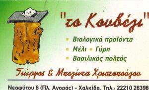 ΒΙΟΛΟΓΙΚΑ ΠΡΟΪΟΝΤΑ ΧΑΛΚΙΔΑ - ΜΕΛΙΣΣΟΚΟΜΙΚΑ ΠΡΟΪΟΝΤΑ ΧΑΛΚΙΔΑ - ΤΟ ΚΟΥΒΕΛΙ