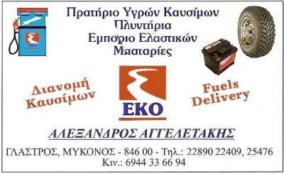 ΒΕΝΖΙΝΑΔΙΚΟ ΜΥΚΟΝΟΣ - ΠΡΑΤΗΡΙΟ ΥΓΡΩΝ ΚΑΥΣΙΜΩΝ ΜΥΚΟΝΟΣ - ΕΛΑΣΤΙΚΑ ΑΥΤΟΚΙΝΗΤΩΝ ΜΥΚΟΝΟΣ - ΑΓΓΕΛΕΤΑΚΗΣ Α