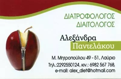 ALEX DIET - ΠΑΝΤΕΛΑΚΟΥ ΑΛΕΞΑΝΔΡΑ - ΔΙΑΙΤΟΛΟΓΟΣ ΛΑΥΡΙΟ - ΔΙΑΤΡΟΦΟΛΟΓΟΣ ΛΑΥΡΙΟ ΑΤΤΙΚΗΣ
